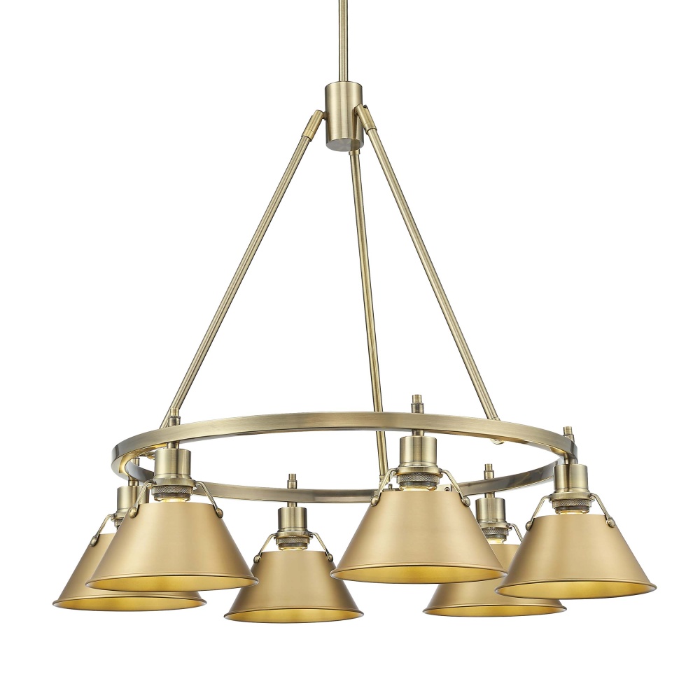 Yep by Golden Lighting Orwell 6-light Chandelier in Aged Brass and Brushed Champagne Brass shade